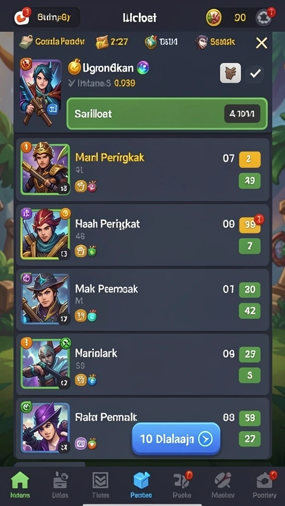 Berbagai pilihan permainan judi online.