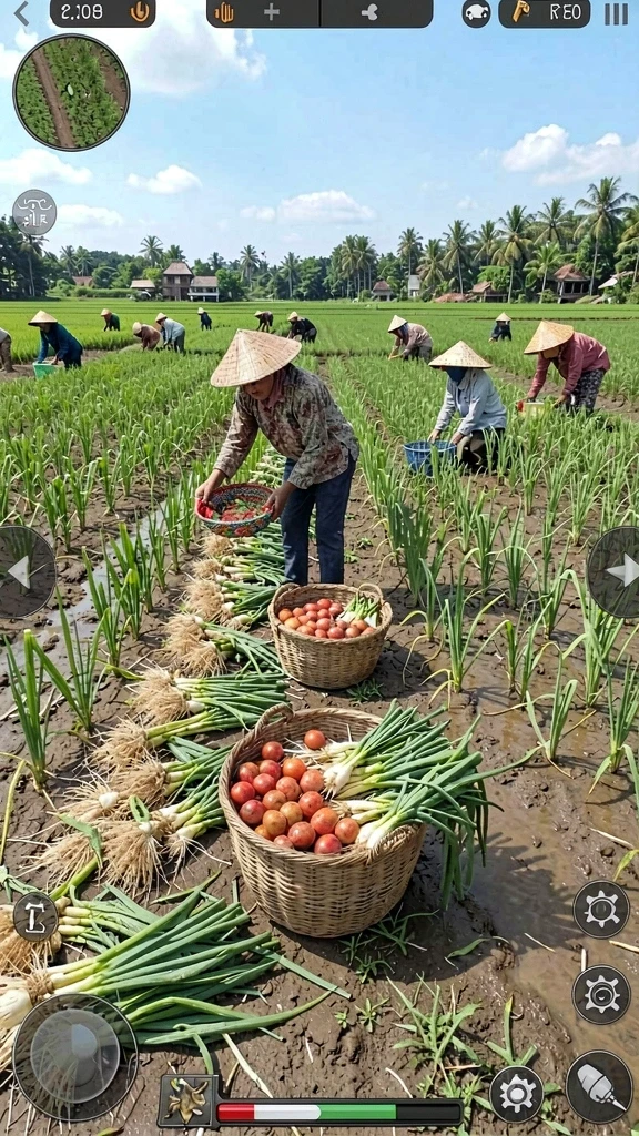 Tangkapan layar karakter dengan berbagai kostum yang menarik.